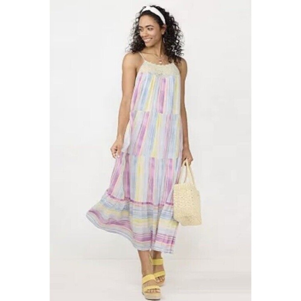 LC Lauren Conrad Women’s Size Small Crochet Trim Maxi Dress